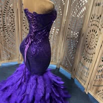 Purple Feather Prom dress