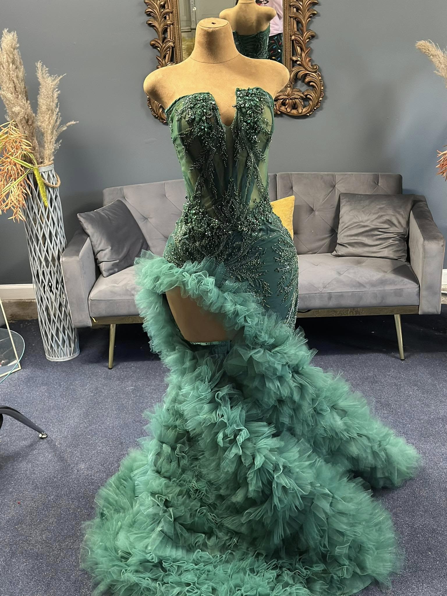 Evergreen Corset Prom Dress/ Special event