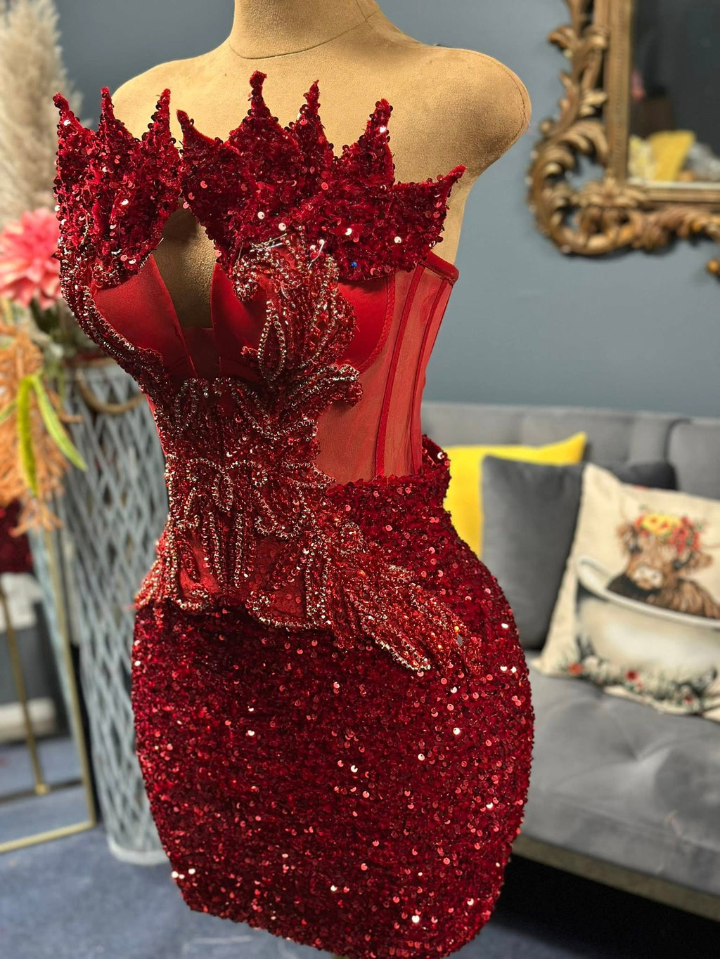 Firecracker Red sequin Bday dress