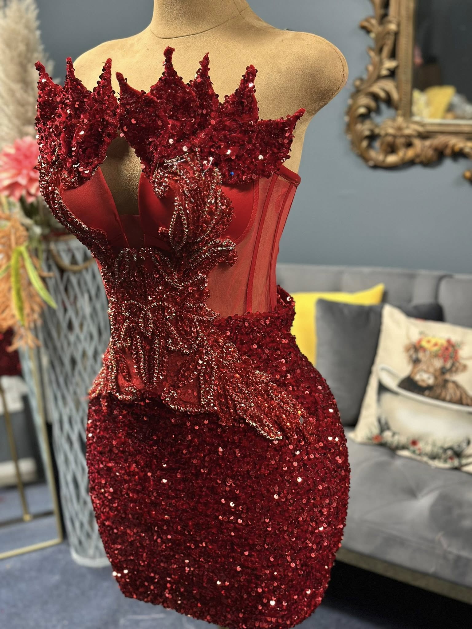 Firecracker Red sequin Bday dress